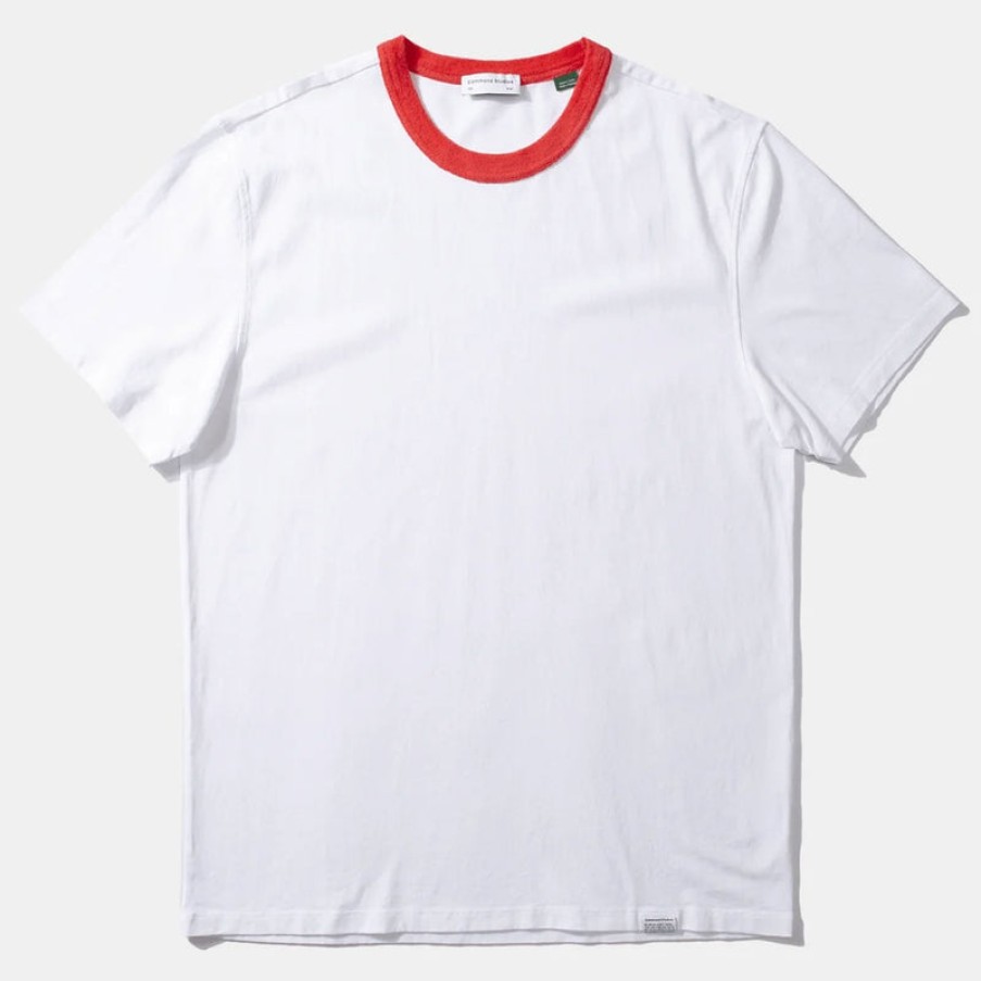 EDMMOND STUDIOS Peach Towelling Collar T Shirt In White Wholesale