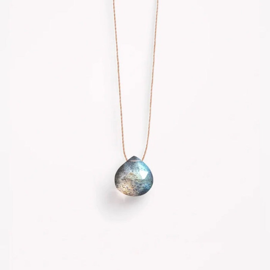 WANDERLUST LIFE Iridescent Labradorite Signature Fine Cord Necklace In Gold | Collen & Clare Clearance