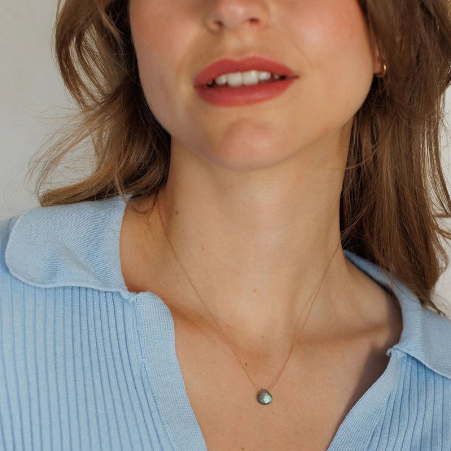 WANDERLUST LIFE Iridescent Labradorite Signature Fine Cord Necklace In Gold | Collen & Clare Clearance