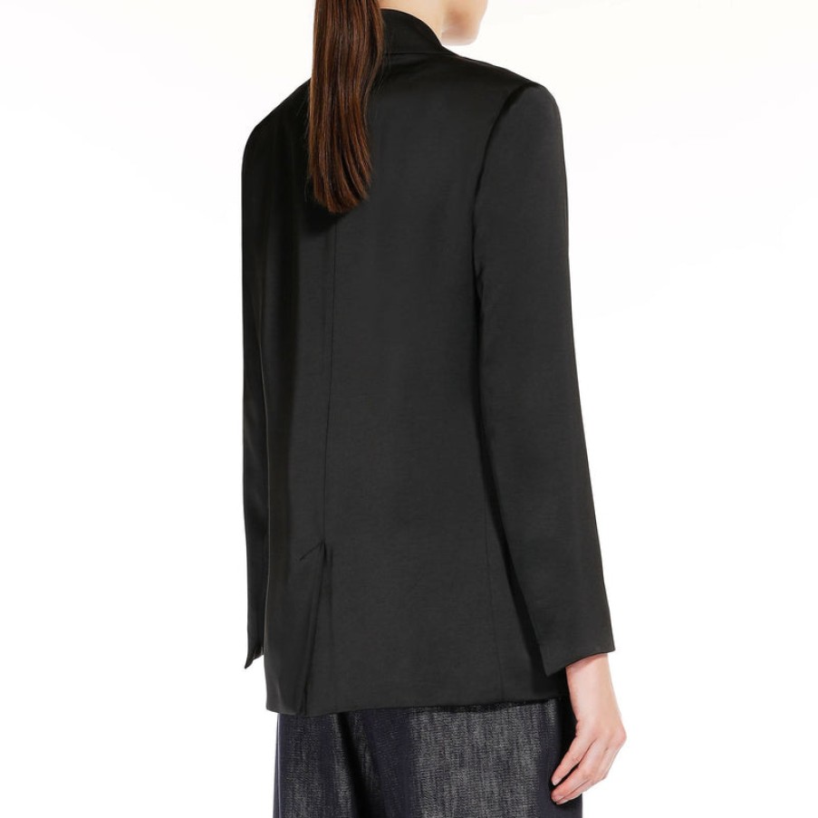 S MAXMARA Bernini Single Breasted Satin Jacket In Black | Collen & Clare Clearance