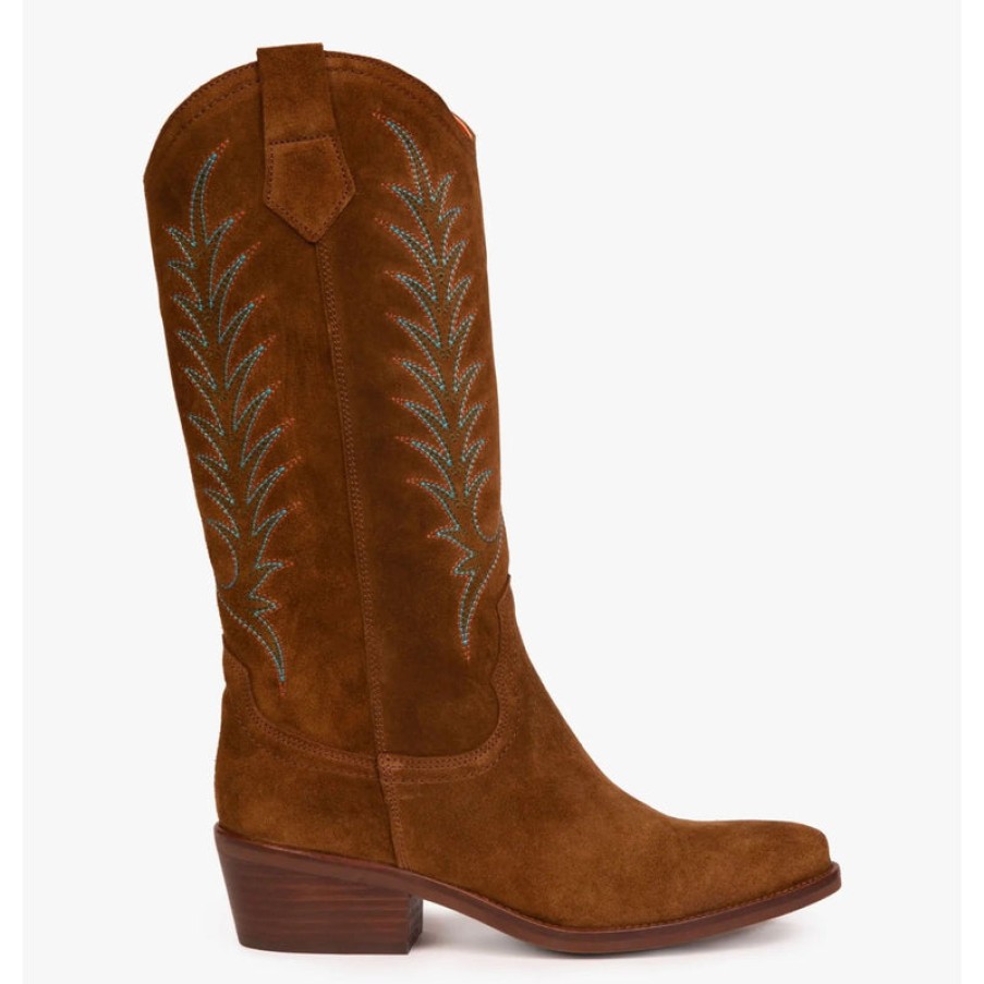 PENELOPE CHILVERS Goldie Embroidered Cowboy Boots In Peat | Collen & Clare Best