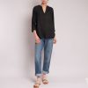 120% LINO Jersey 3/4 Sleeve Top In Solid Black Hot