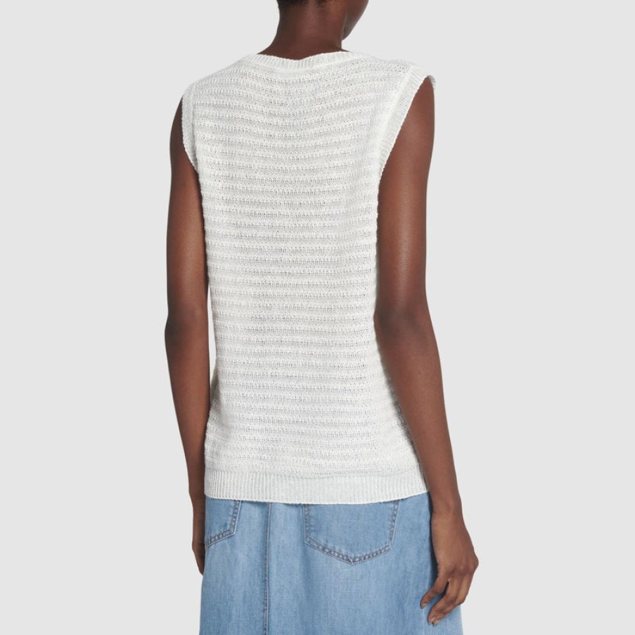 WEEKEND MAXMARA Caldaia Sleeveless Linen Top In Ivory Wholesale