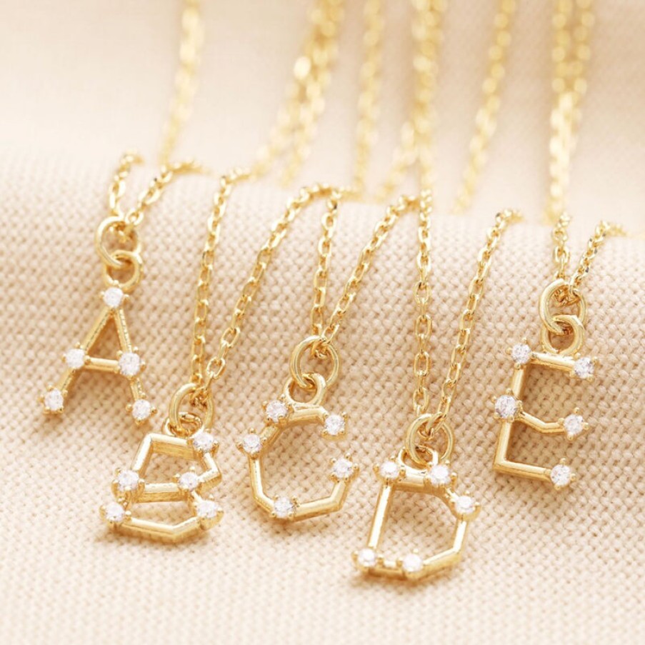 LISA ANGEL B Initial Crystal Constellation Necklace In Gold | Collen & Clare New