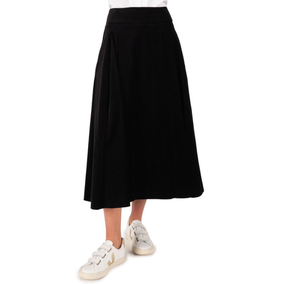 S MAXMARA Crema Cotton Velvet Skirt In Black | Collen & Clare Clearance