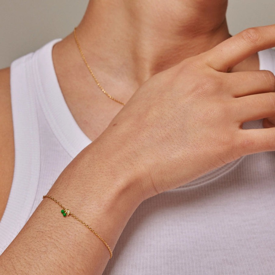 ENAMEL COPENHAGEN Cherry Bracelet In Grass Green 18K Gold Plated | Collen & Clare Online