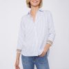 VILAGALLO Sara Linen Stripe Shirt In Blue Hot