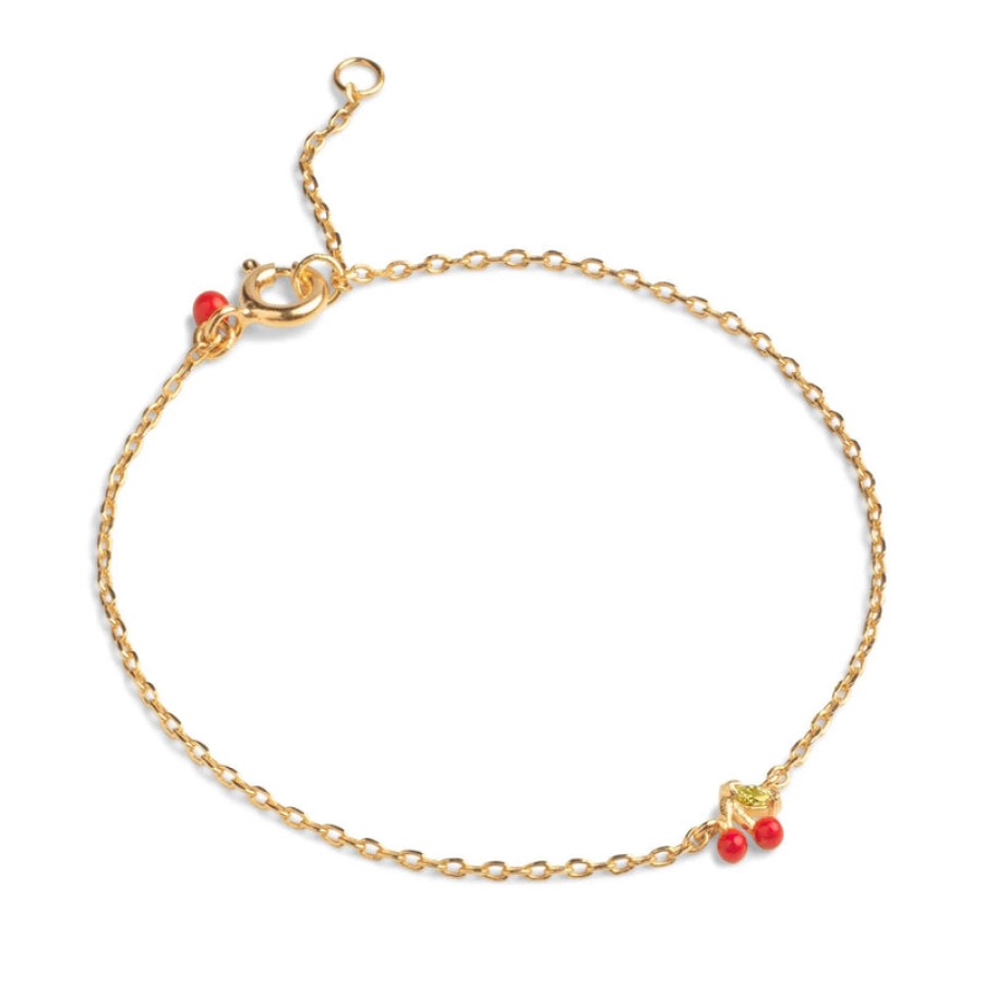 ENAMEL COPENHAGEN Cherry Bracelet In Coral 18K Gold Plated Online