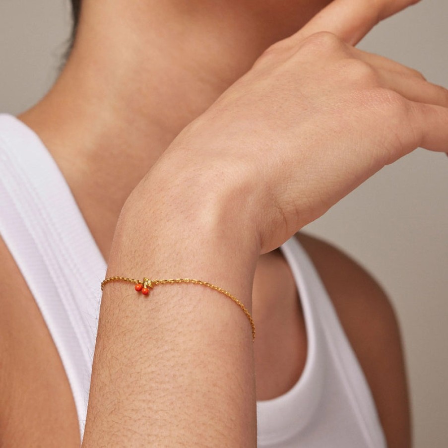 ENAMEL COPENHAGEN Cherry Bracelet In Coral 18K Gold Plated Online