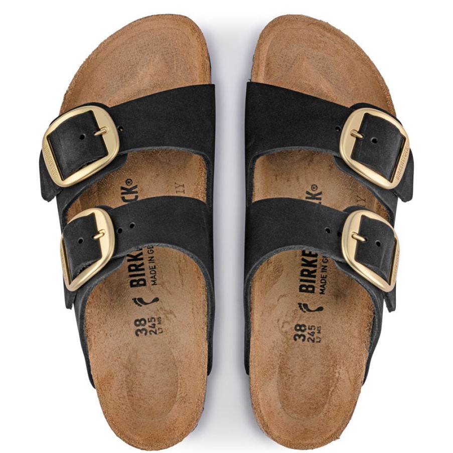 BIRKENSTOCK Arizona Big Buckle Lenb Sandals In Black/Gold Wholesale