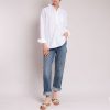 CALIBAN Embroidered Long Shirt In White Clearance