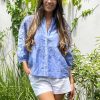 ROSE & ROSE Sardinia Cardigan Stitch Shirt In Denim Blue Wholesale