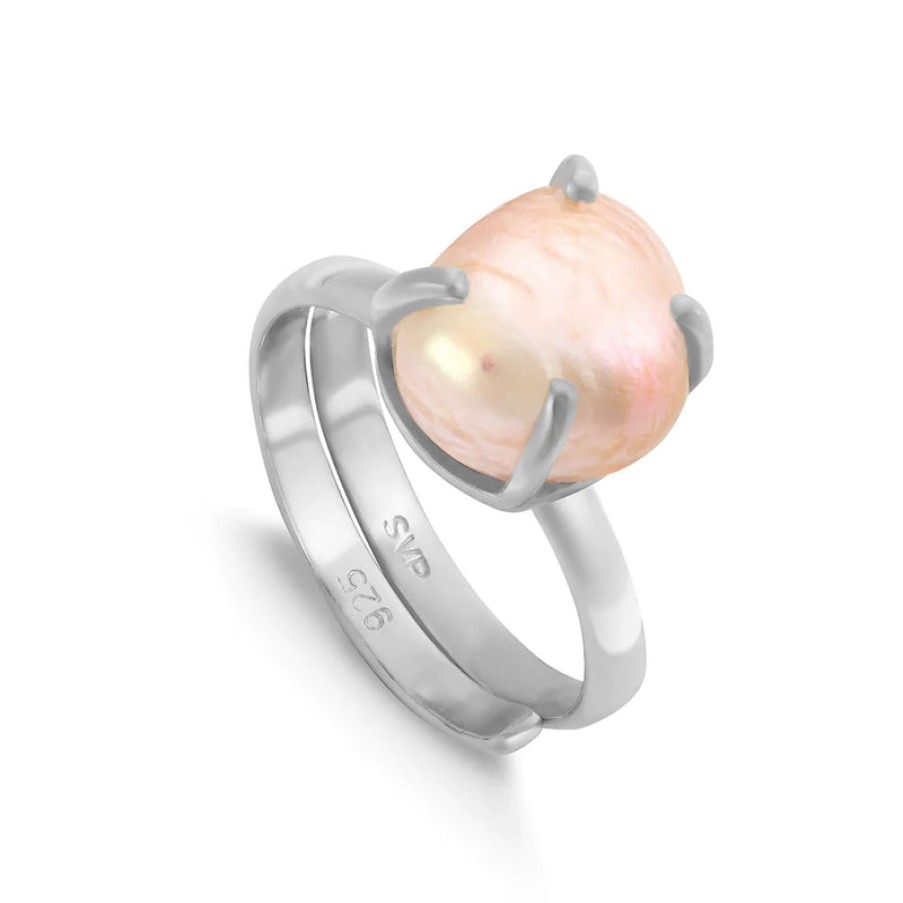 SARAH VERITY Veta Pink Baroque Pearl Ring In Silver | Collen & Clare Wholesale