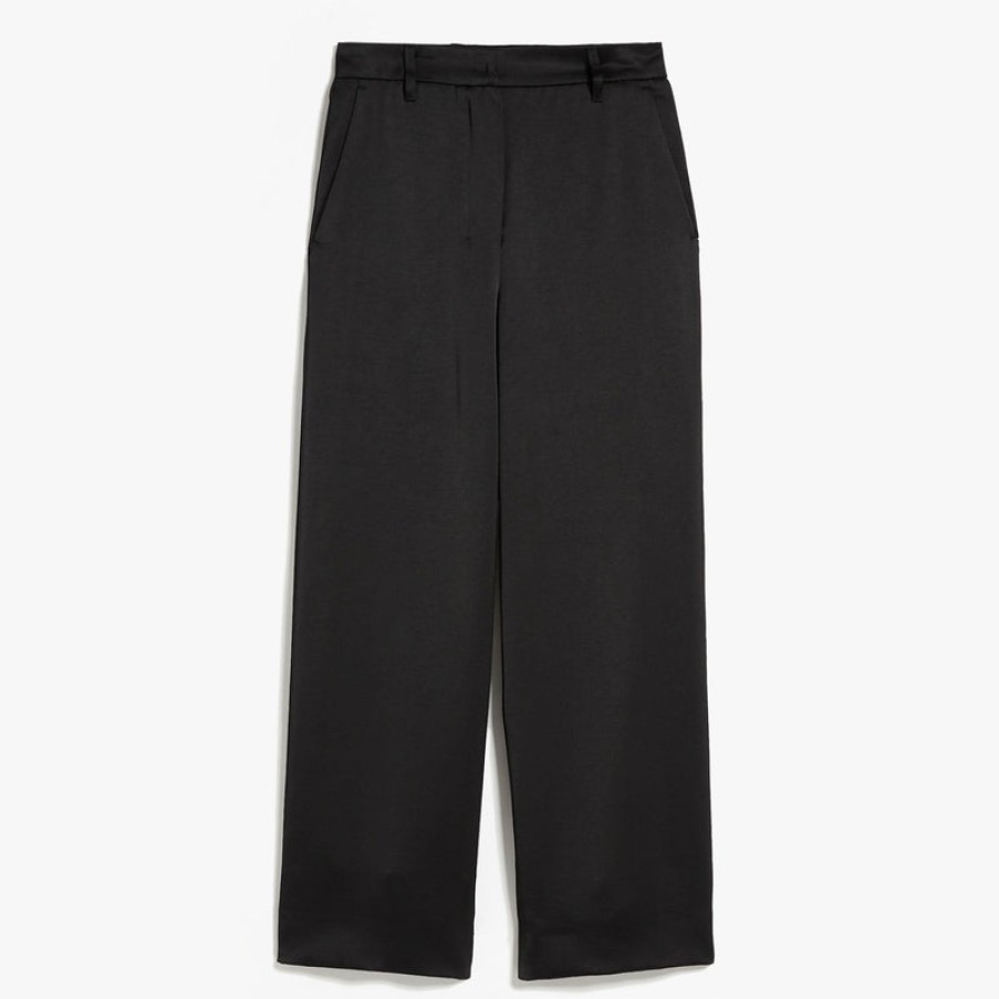 S MAXMARA Monza Washed Satin Trousers In Black | Collen & Clare Online