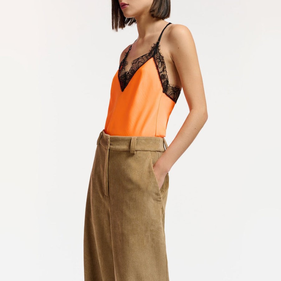 ESSENTIEL ANTWERP Escale Lace Racer Back Top In Orange | Collen & Clare Hot