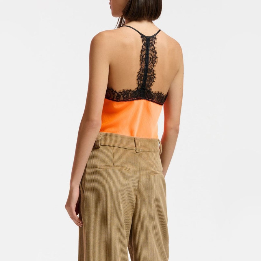 ESSENTIEL ANTWERP Escale Lace Racer Back Top In Orange | Collen & Clare Hot