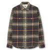 THE WORKERS CLUB Button Through Jumbo Check Shirt In Green/Blue New