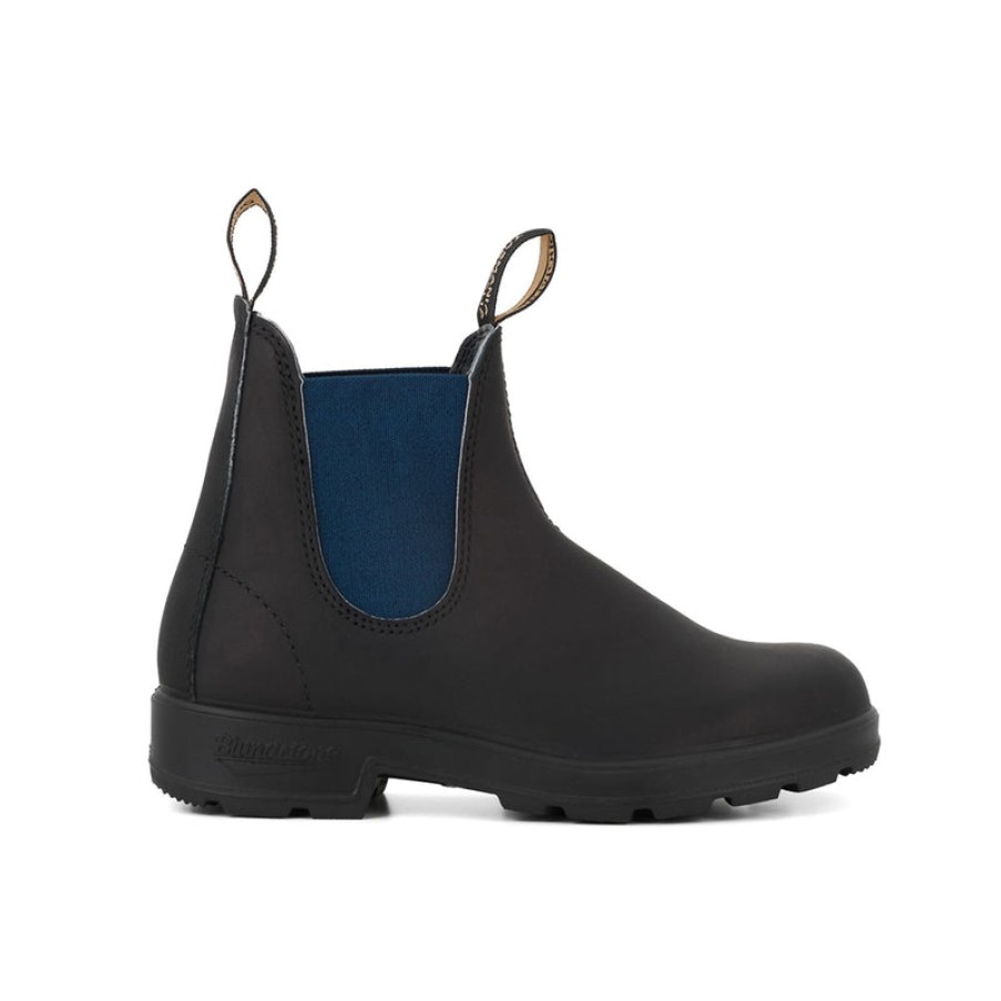 BLUNDSTONE 1917 Leather Boots With Blue Elastic In Voltan Black | Collen & Clare Best