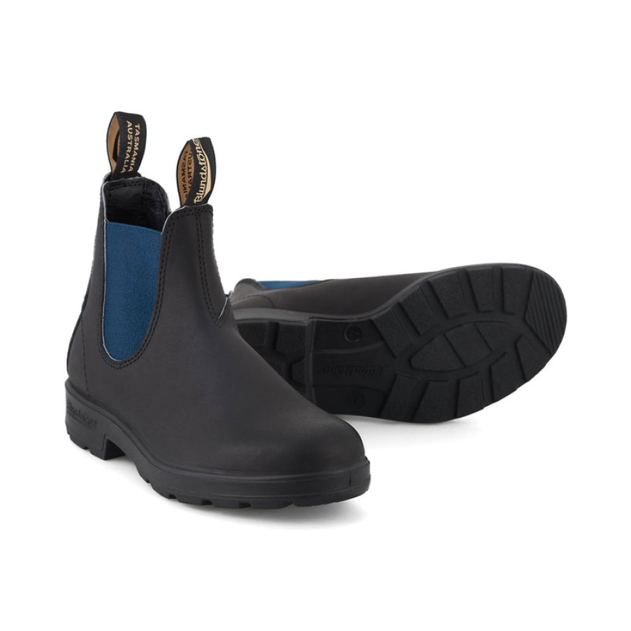 BLUNDSTONE 1917 Leather Boots With Blue Elastic In Voltan Black | Collen & Clare Best