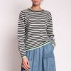 JUMPER1234 Tipped Little Stripe Crew In Khaki/Cream/Lime Hot