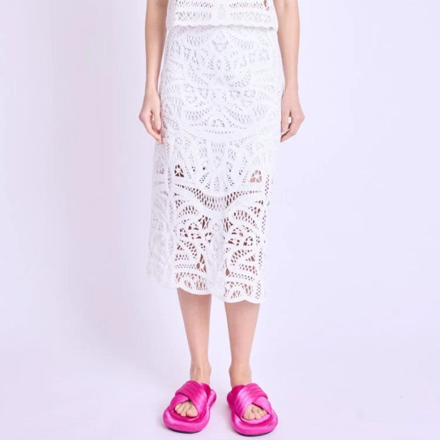 BERENICE Berenice Joaquina Long Macrame Skirt In Off White Hot