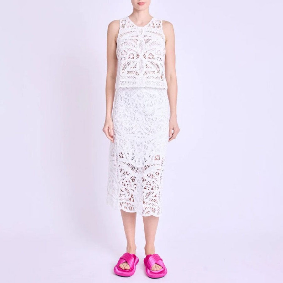 BERENICE Berenice Joaquina Long Macrame Skirt In Off White Hot