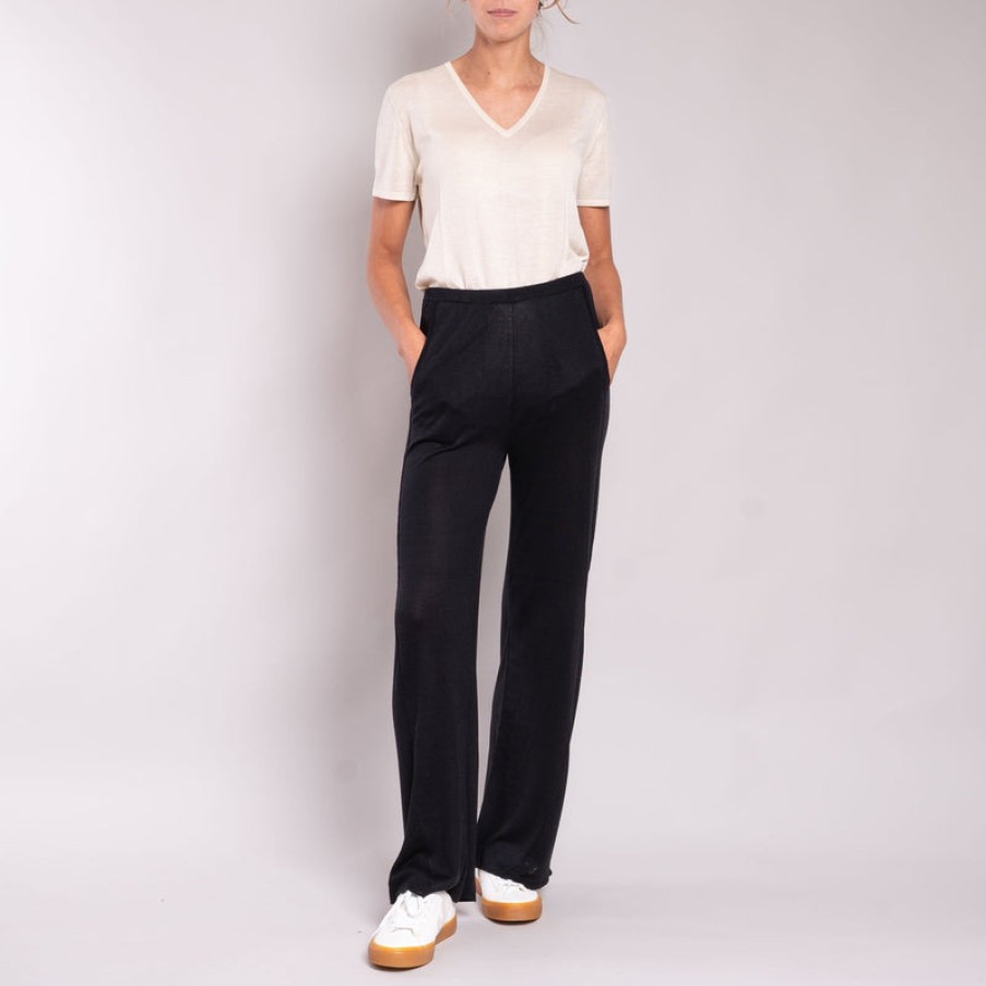 JEAN & TEMPLE Silk & Cashmere Trousers In Black | Collen & Clare Hot