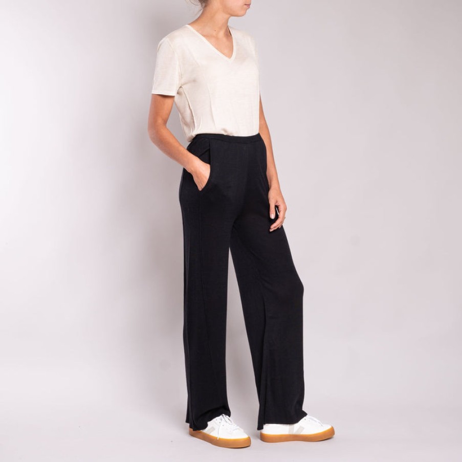 JEAN & TEMPLE Silk & Cashmere Trousers In Black | Collen & Clare Hot