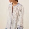 LOUISE MISHA Jeanne Printed Chiffon Shirt In White/Cornflower Hot