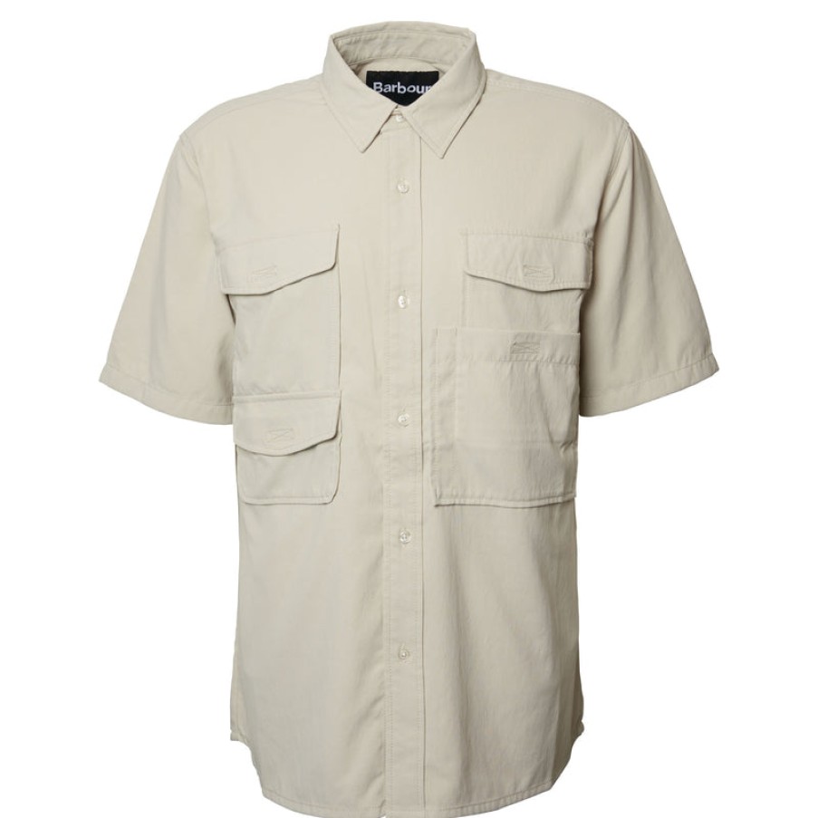 BARBOUR Lisle Safari Short Sleeve Shirt In Mist Clearance