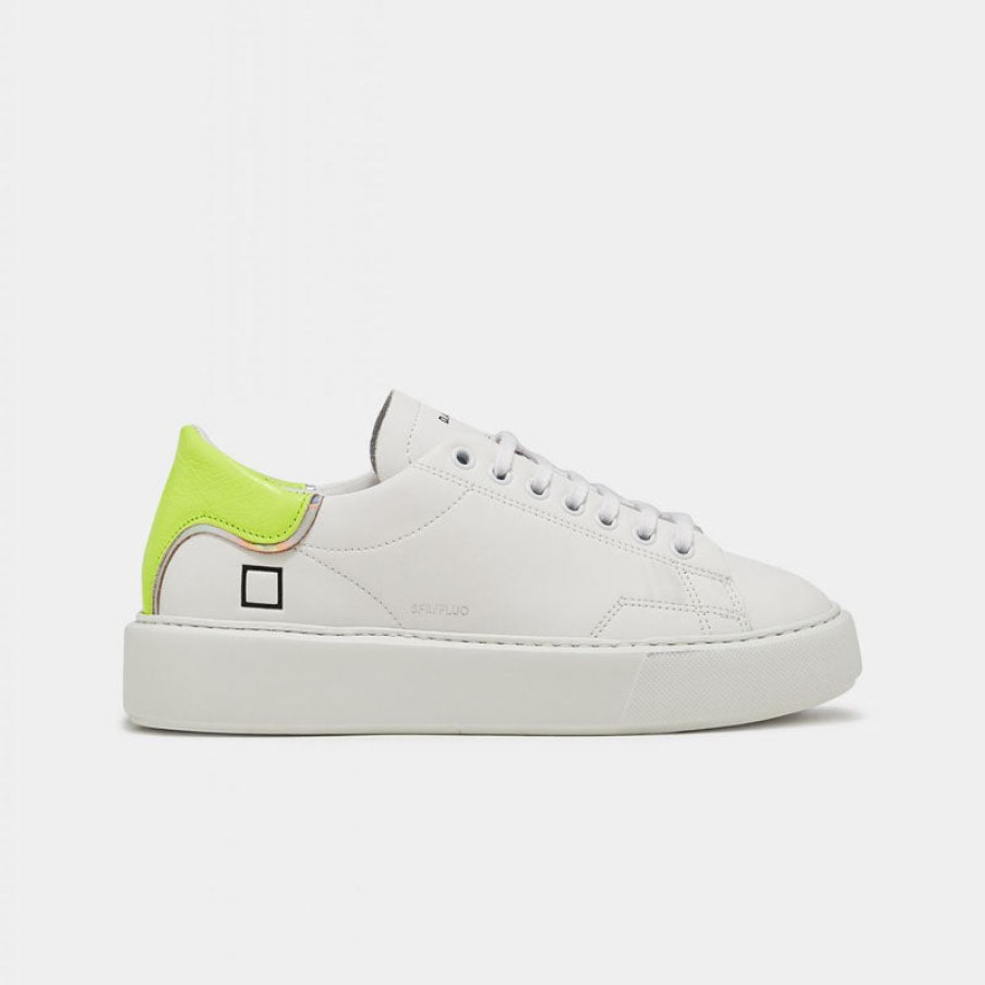 D.A.T.E Sfera Fluo Sneakers In White/Yellow Online