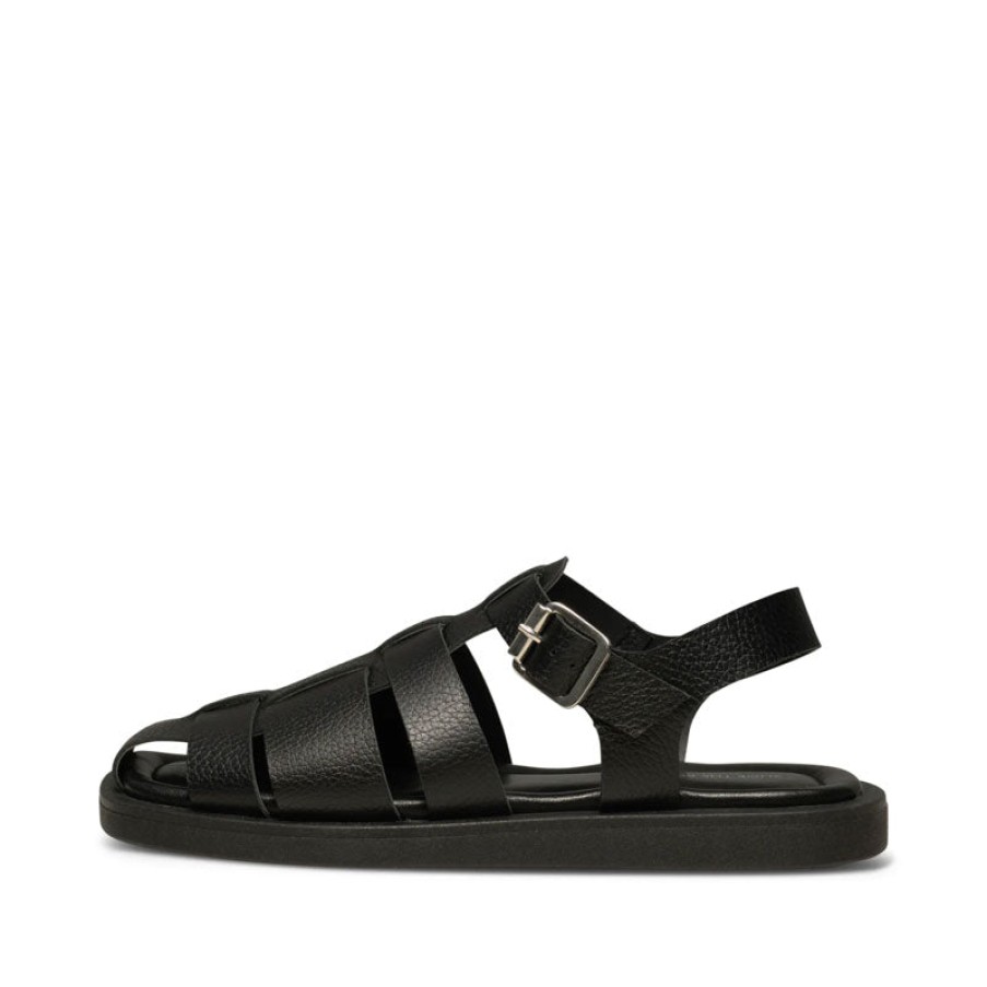 SHOE THE BEAR Krista Fisherman Leather Sandals In Black Clearance