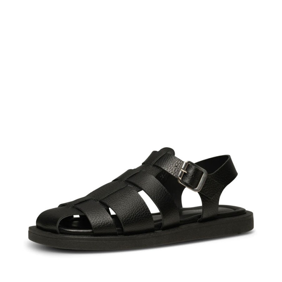 SHOE THE BEAR Krista Fisherman Leather Sandals In Black Clearance