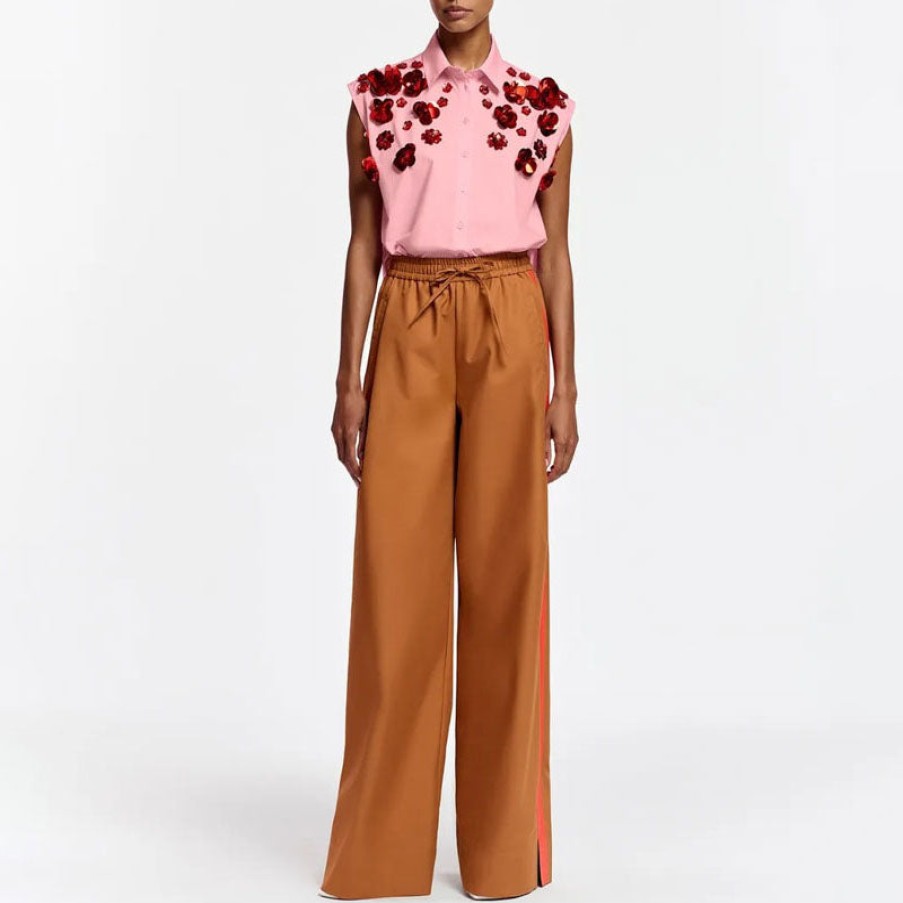 ESSENTIEL ANTWERP Fleetwoodmac Wide Leg Trousers In Bronze/Orange Clearance