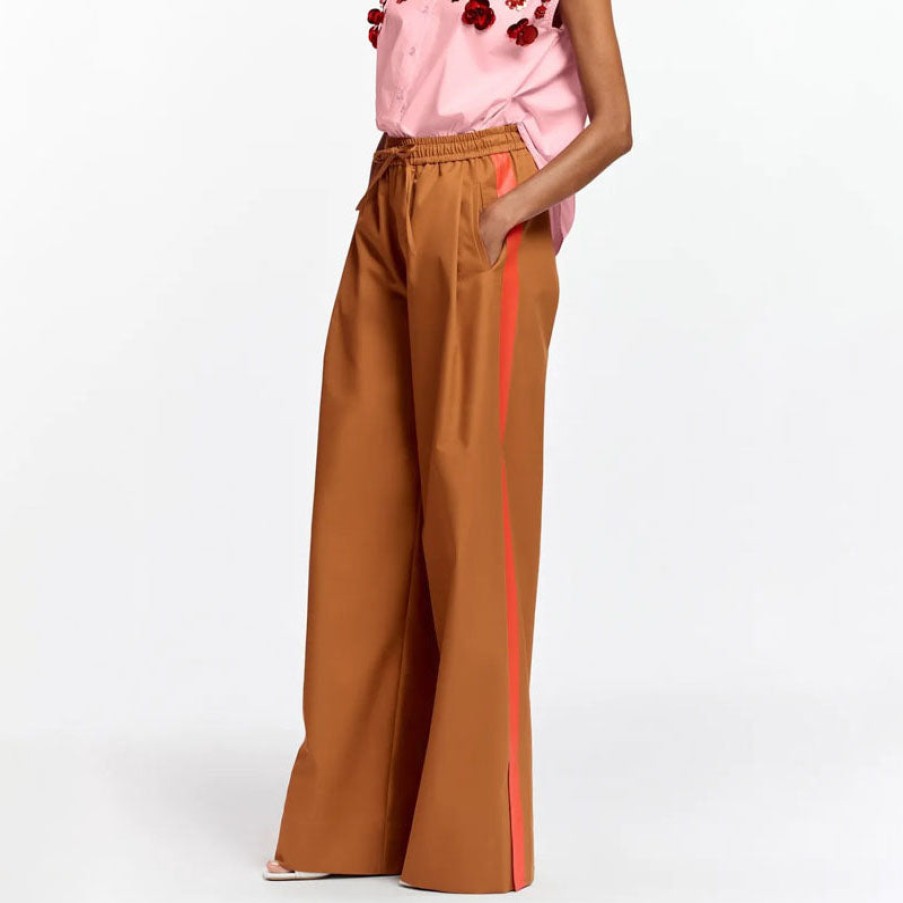 ESSENTIEL ANTWERP Fleetwoodmac Wide Leg Trousers In Bronze/Orange Clearance