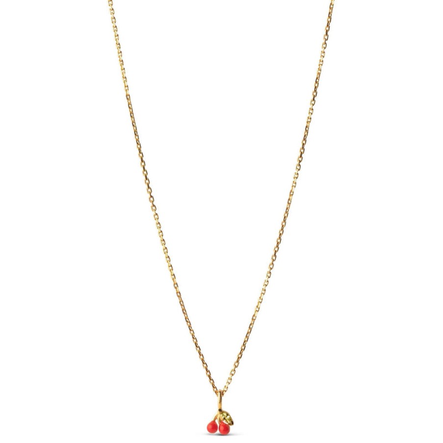 ENAMEL COPENHAGEN Cherry Necklace In Coral | Collen & Clare Clearance