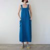 DR BLOOM Lemonade Linen Dress In Blue Clearance