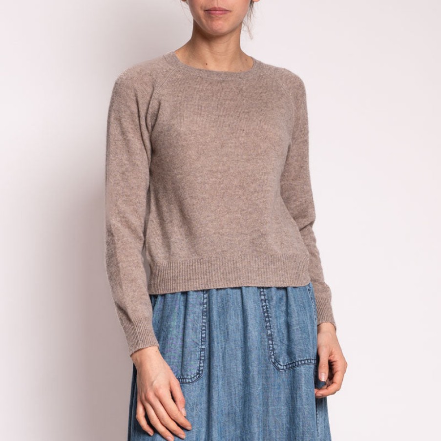 JUMPER1234 Crop Cashmere Crew In Organic Brown Best