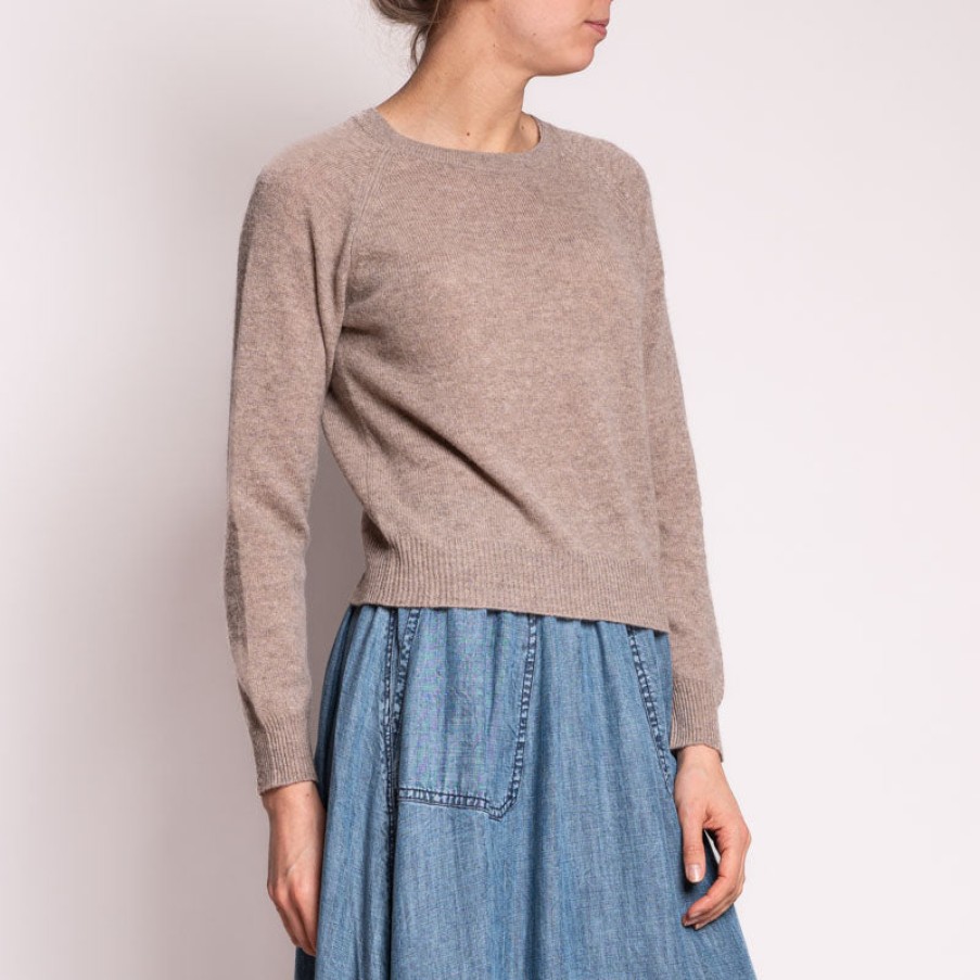 JUMPER1234 Crop Cashmere Crew In Organic Brown Best