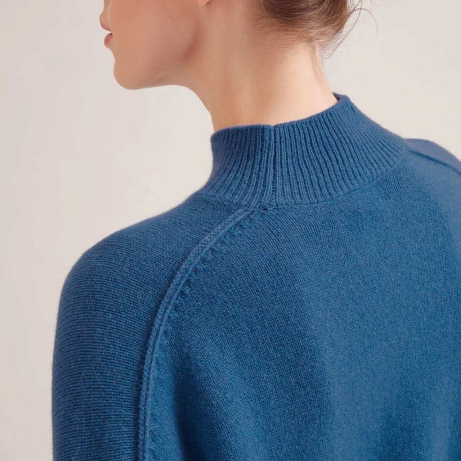 CEFINN Johanna Funnel Neck Cashmere Jumper In Mid Blue Online