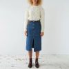 STELLA NOVA Black And Blue Denim Midi Skirt In Blue Night Clearance