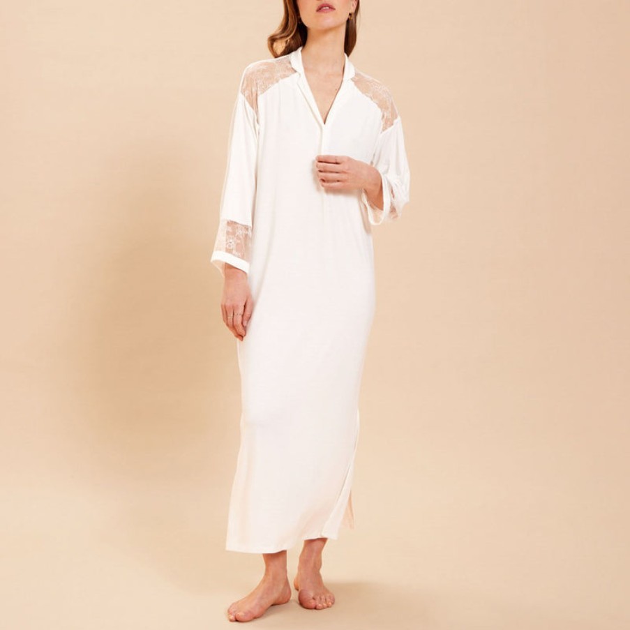 LAURENCE TAVERNIER Lyrisme Long Nightdress In Ecru | Collen & Clare Best