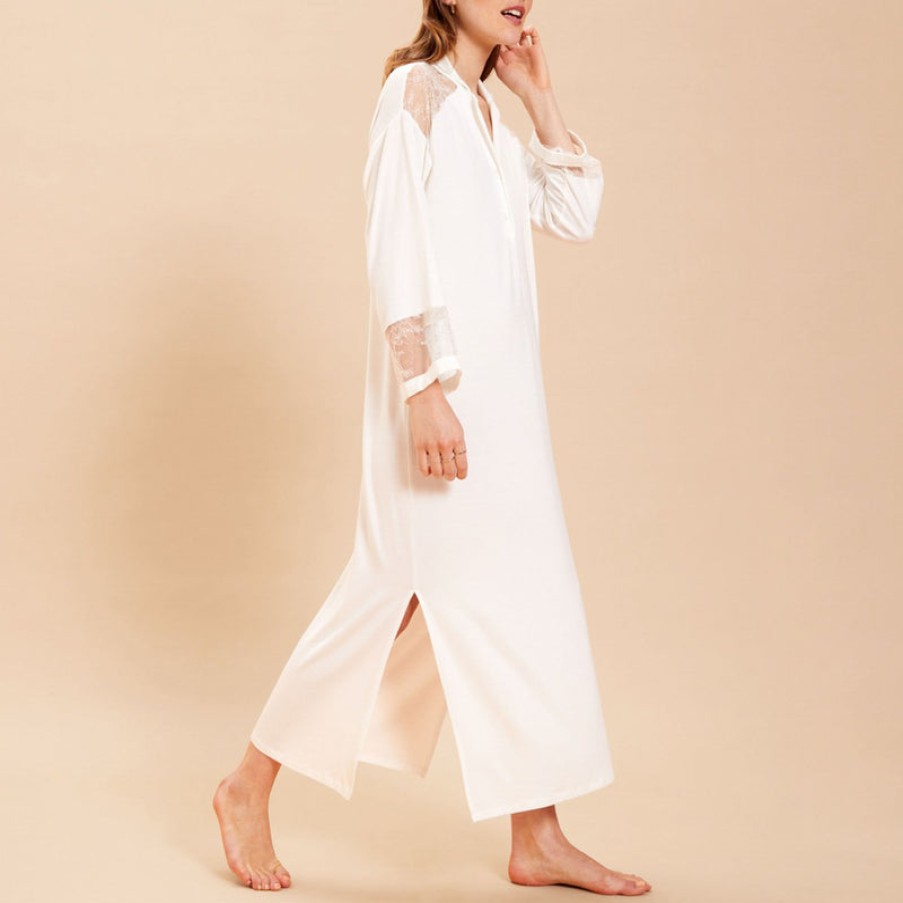 LAURENCE TAVERNIER Lyrisme Long Nightdress In Ecru | Collen & Clare Best