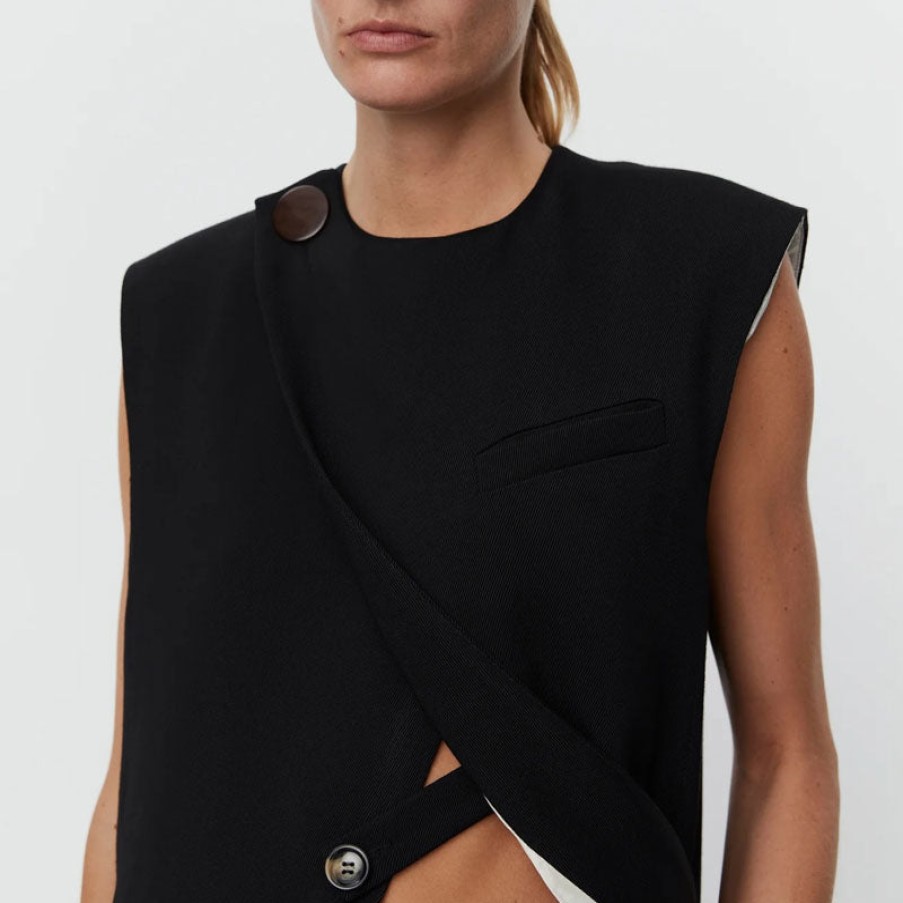 DAY BIRGER ET MIKKELSEN Enid Viscose Twill Waistcoat In Black Best