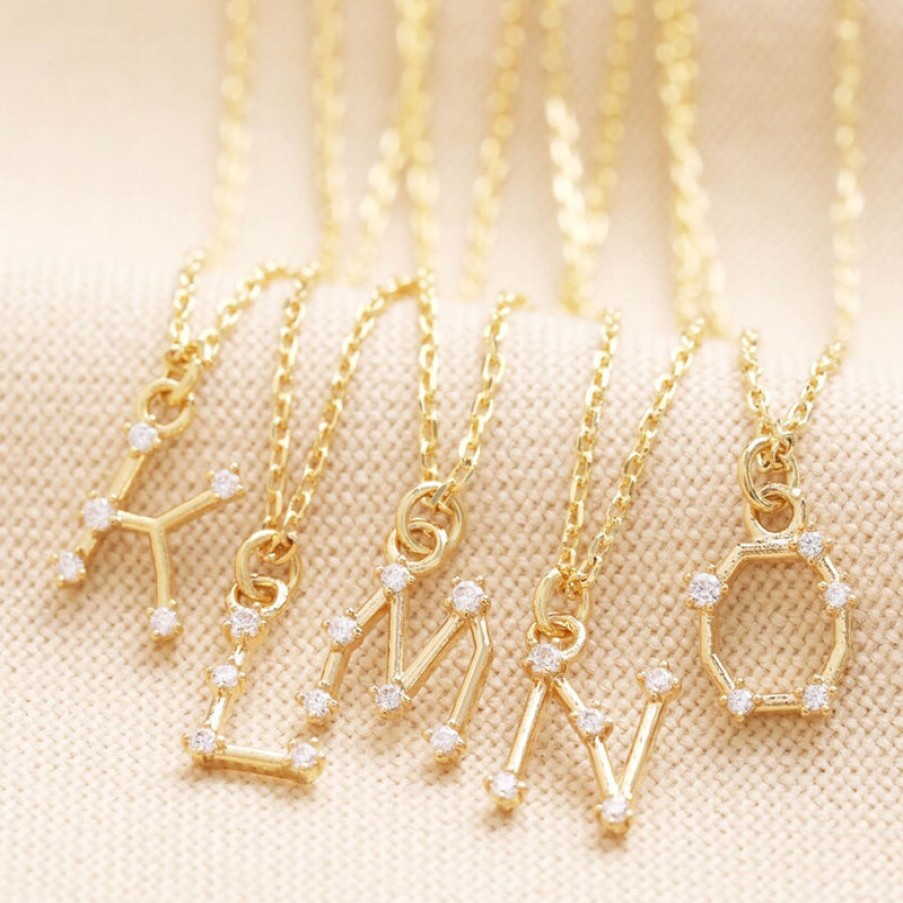 LISA ANGEL L Initial Crystal Constellation Necklace In Gold | Collen & Clare Clearance