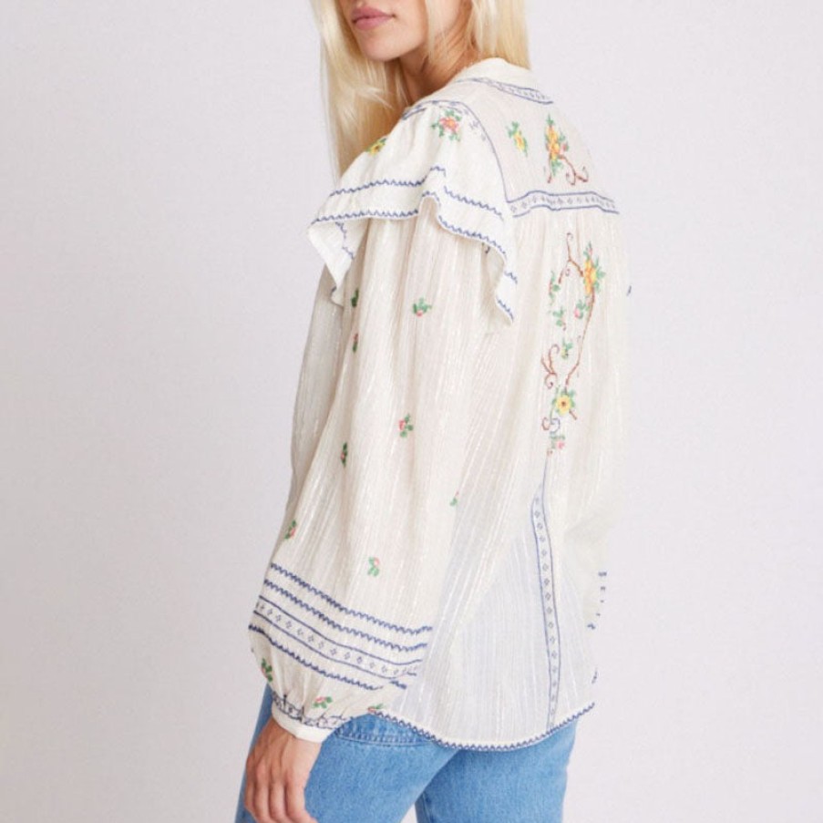 BERENICE Carmencita Embroidered Blouse In Off White Online