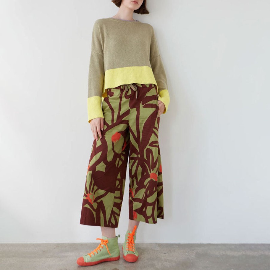 DR BLOOM Flower Pump Pants In Khaki Best