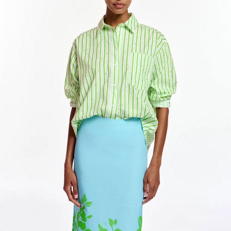 ESSENTIEL ANTWERP Fevertree Poplin Shirt In Green Lizard Best