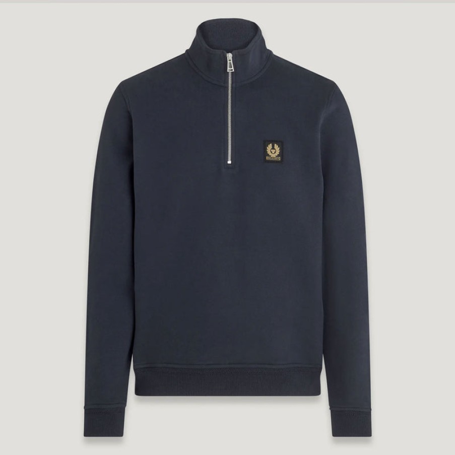 BELSTAFF Cole Quarter Zip Jumper In Dark Ink Online