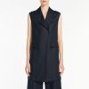 S MAXMARA Marie Linen Waistcoat In Navy Wholesale